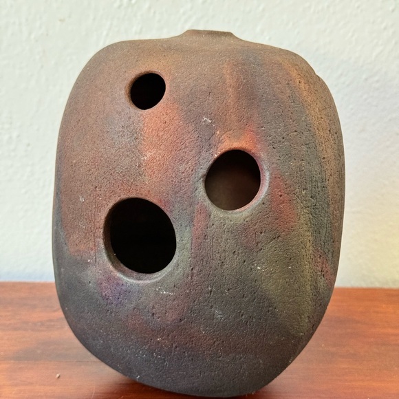 Vintage Signed Jerry Lee Organic Minimalist Raku Vase or Object - Picture 7 of 9